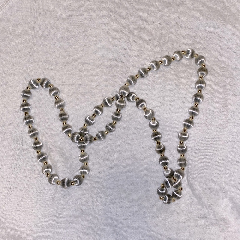 Satin Wrapped Beaded Costume Jewelry Necklace